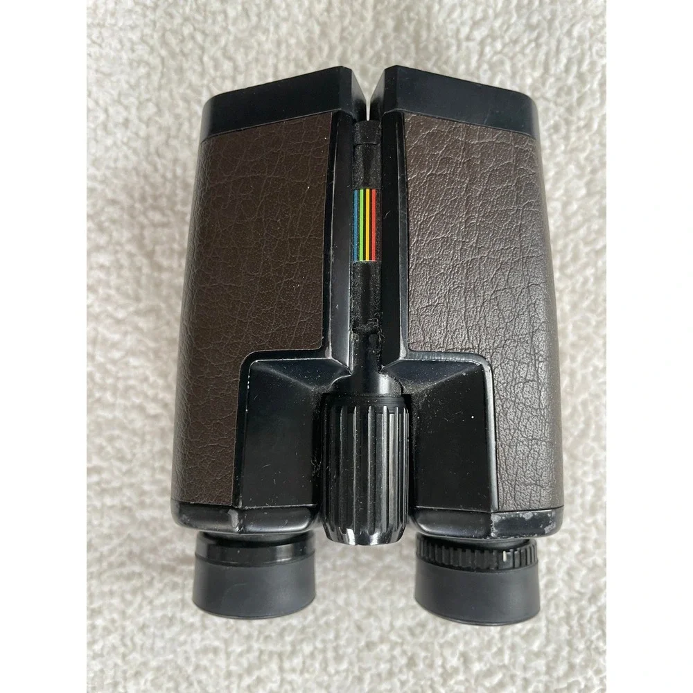Nikon Compact Binoculars Brown‎ Vintage Textured Leatherette Rainbow Trim